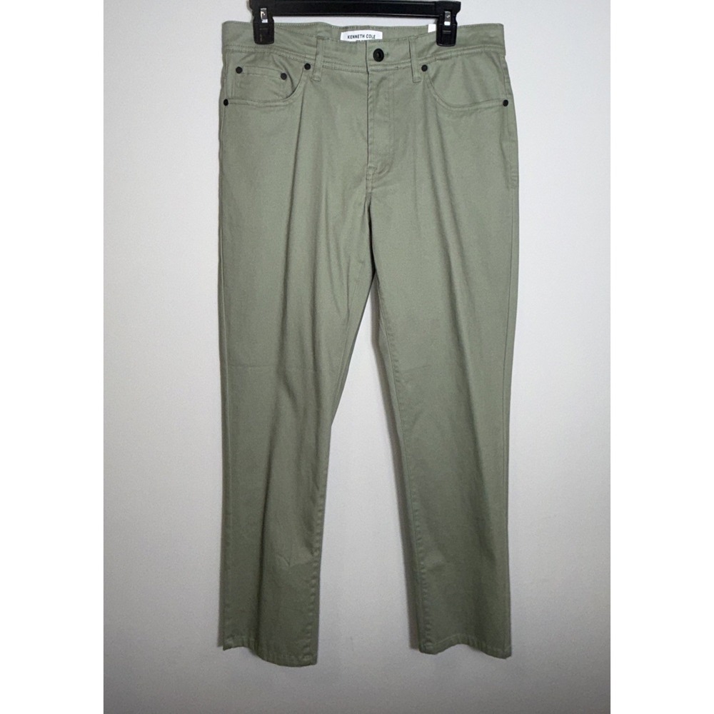 Kenneth‎ Cole Mens Slim Fit 5 Pocket Pant Olive Green Techni-Cole 30x30 NWT